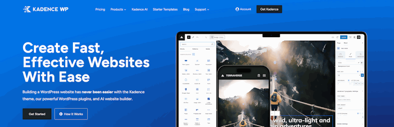 Kadence er et fleksibelt WordPress-tema med fokus på moderne webstandarder og tilgængelighed (WCAG).